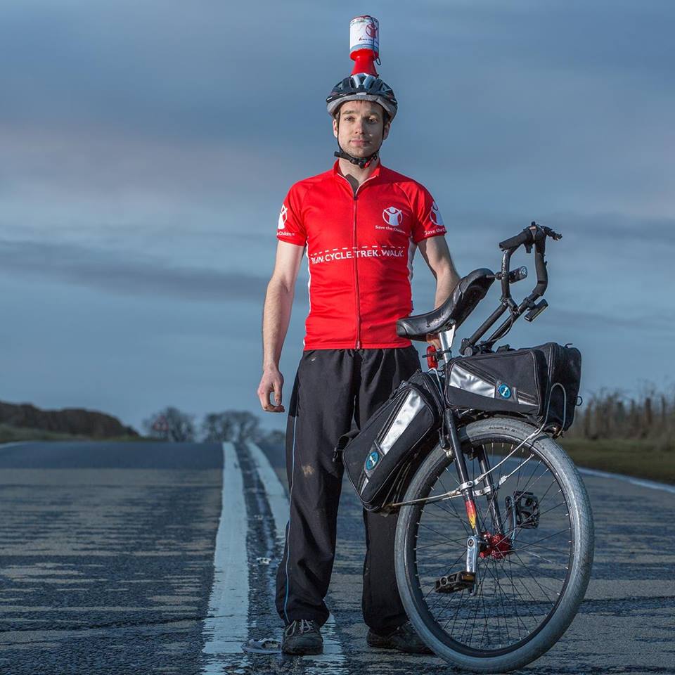 Ready for his unicycle across Scotland for charity.